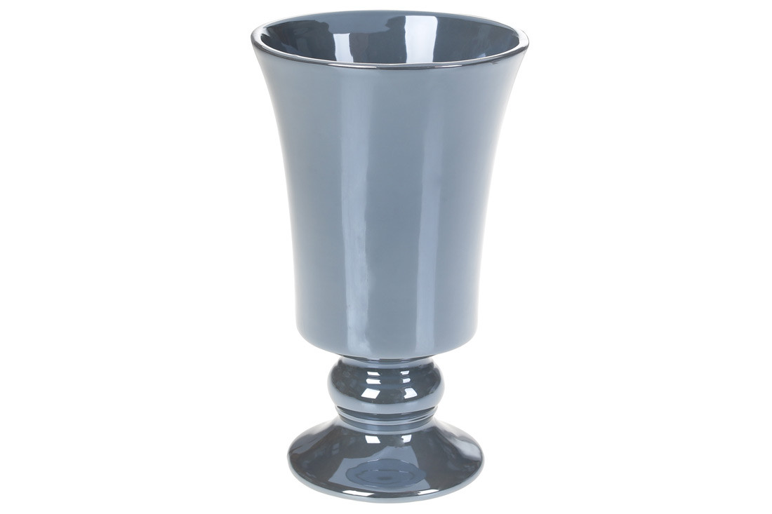 Декоративна ваза Кубок, 12*12*20 см, колір —сірий перламутр, кераміка  ( 733-354)