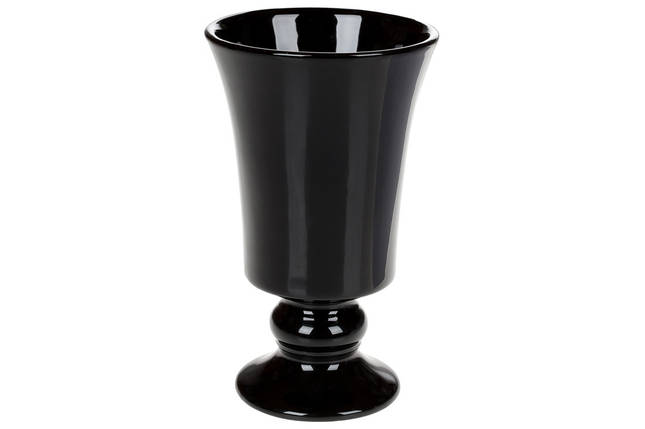 Декоративна ваза Кубок, 12*12*20.2 см, колір — чорний перламутр, кераміка ( 733-351), фото 1