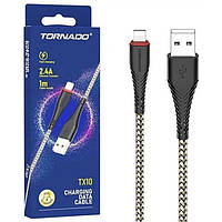 Кабель USB-Lightning TORNADO TX10 (2,4A/1м) чорний