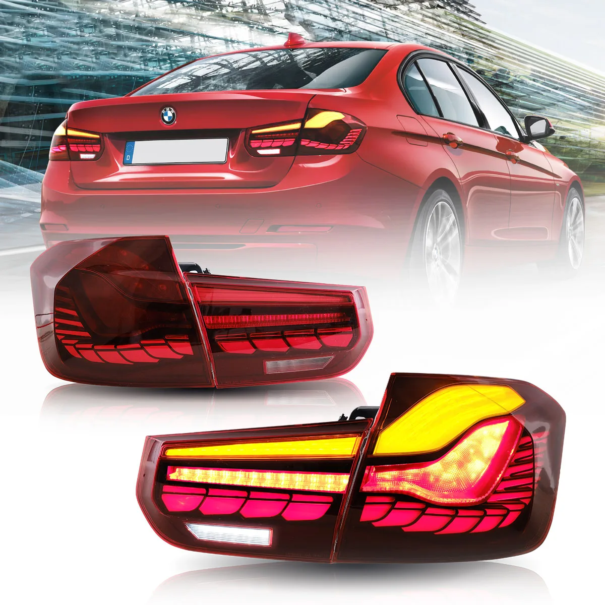 Ліхтарі BMW F30 (13-18) тюнінг OLed оптика (червоні)