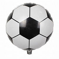 Шар фольгированный круглый 18" 45 см с рисунком Футбольный мяч Черный и белый