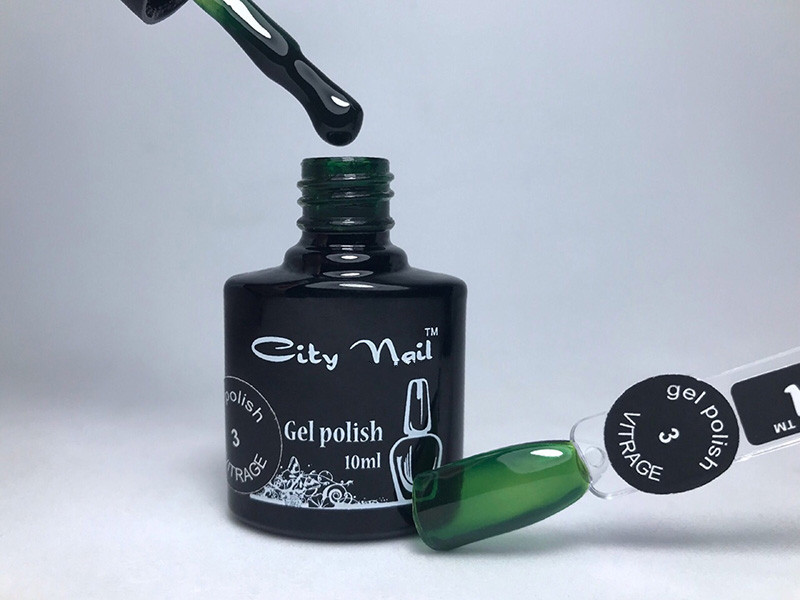 Гель-лак Зелений вітражний торгової марки City Nail № 3, 10 мл