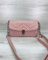 Качественная сумочка с оригинальной прострочкой под натуральную гладкую кожу Розовый