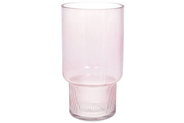 Скляна ваза Фуджі 25.5*14 см, колір — світло-рожевий (591-315), фото 1