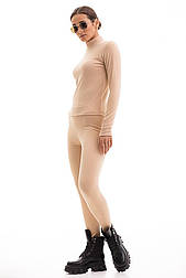 Жіноча термобілизна з мікрофлісу з лосинами та водолазкою в розмірі L