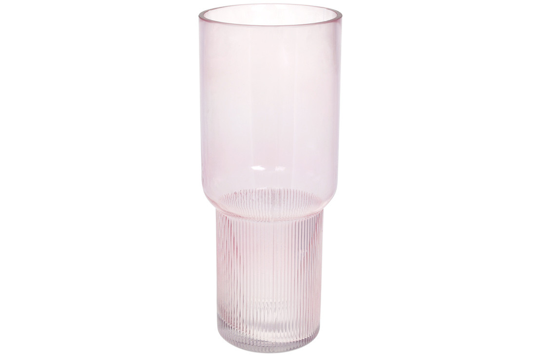 Скляна ваза Фуджі 32*13 см, колір — світло-рожевий ( 591-314)