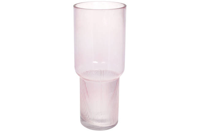 Скляна ваза Фуджі 32*13 см, колір — світло-рожевий ( 591-314), фото 1