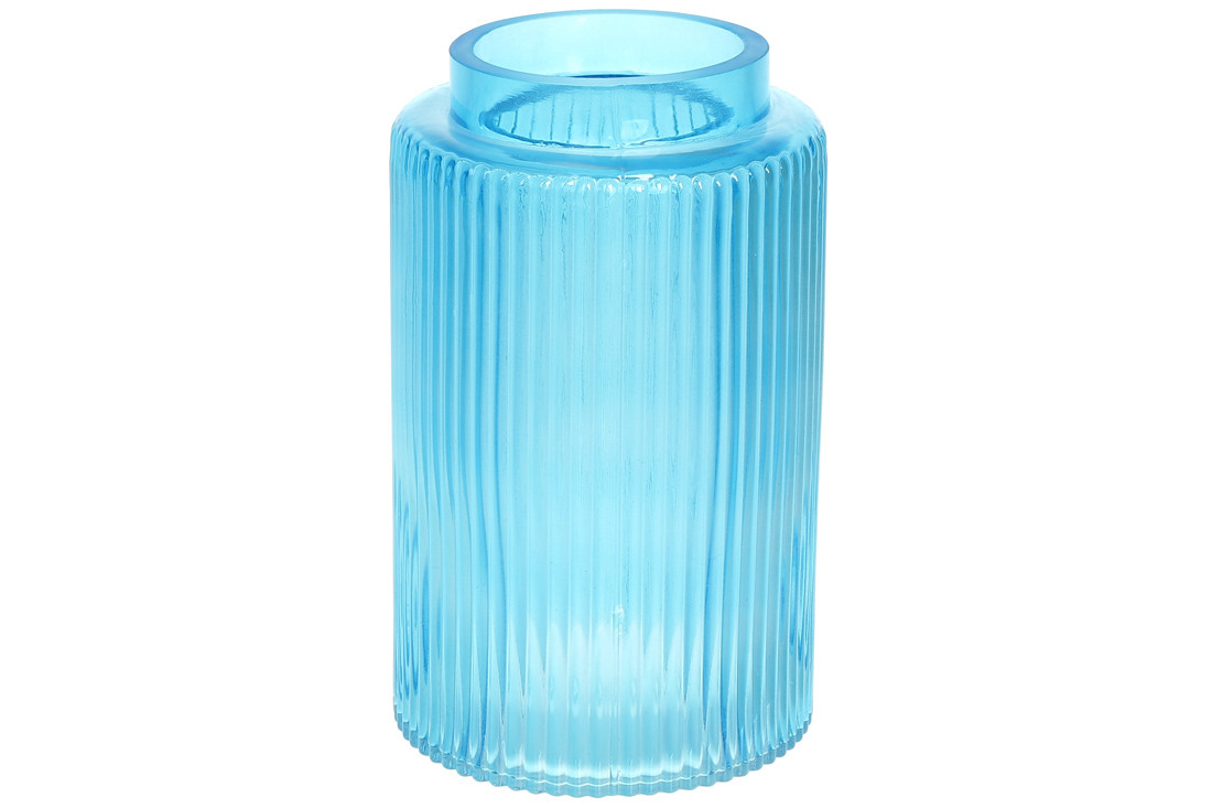 Скляна ваза Лазур 20*12 см, колір блакитний (591-292)