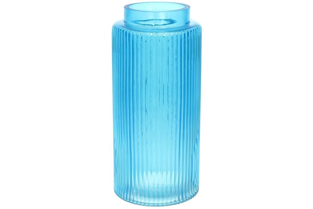 Скляна ваза Лазур 25*12 см, колір блакитний ( 591-293)