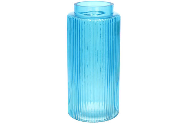 Скляна ваза Лазур 25*12 см, колір блакитний ( 591-293), фото 1
