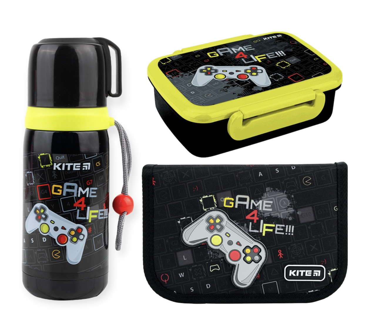 Термос Kite Game 4 Life 350 Мл + Пенал Kite З Наповненням + Ланчбокс ...