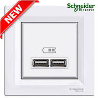 Розетка USB Schneider Electric Asfora Type A 2.1А 2 модуля белый EPH2700221