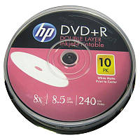 Диск HP 8,5Gb - 8x (cake 10) DVD+R Printable двухслойный , 1 штука (упаковка 10 шт)