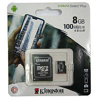 Картка пам'яті micro-SDHC 8Gb Kingston Class10 А1 100Mb/s+adapterSD