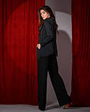 Костюм брючний жакет з поясом і широкі штани Люкс чорний (різні кольори) XS S M, фото 10