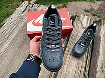 Чоловічі кросівки Nike Air Force 1 Grey White сірі з білим, фото 5