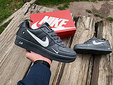 Чоловічі кросівки Nike Air Force 1 Grey White сірі з білим, фото 4