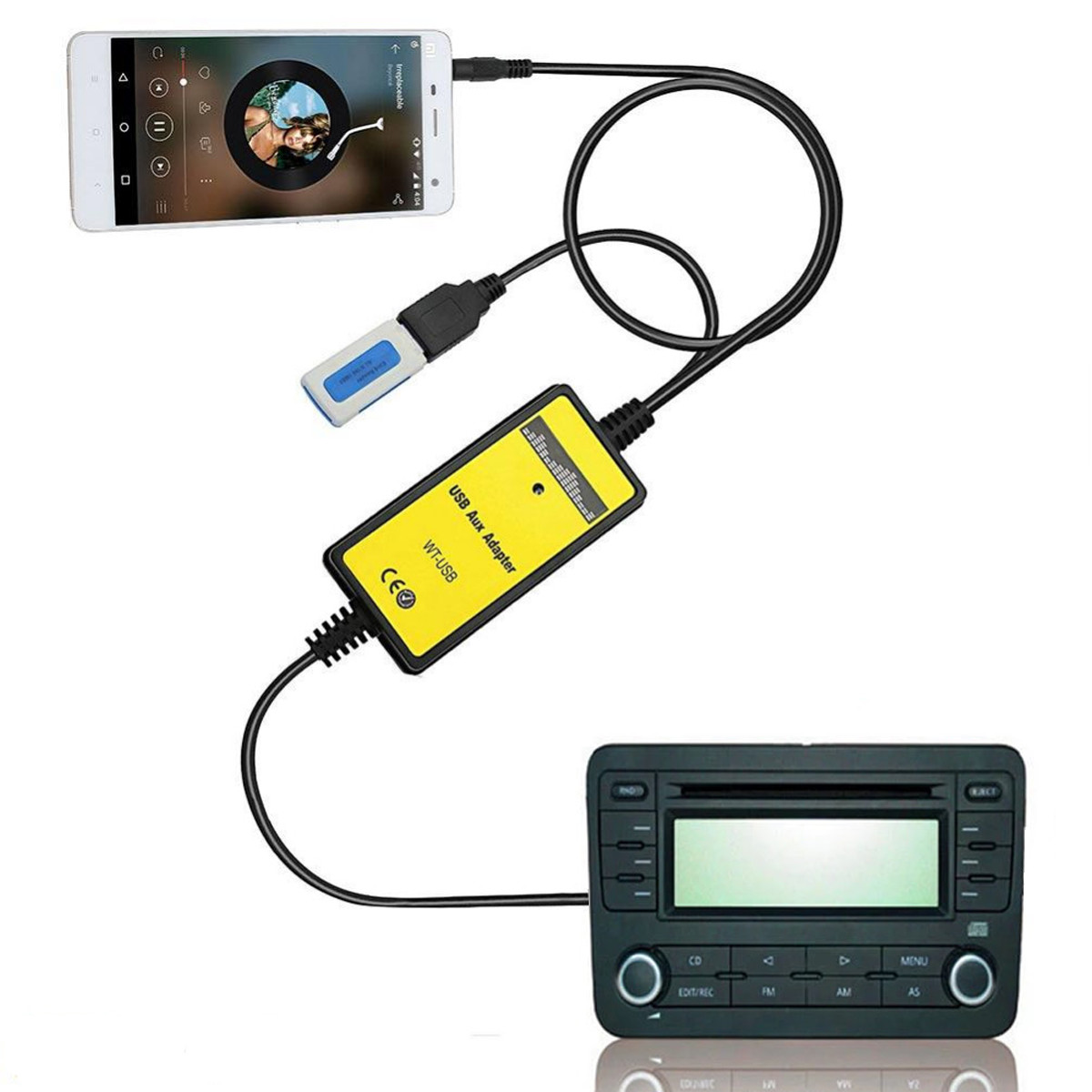 USB AUX адаптер для Volkswagen Skoda Seat Audi [емулятор CD чейнджера 12pin]