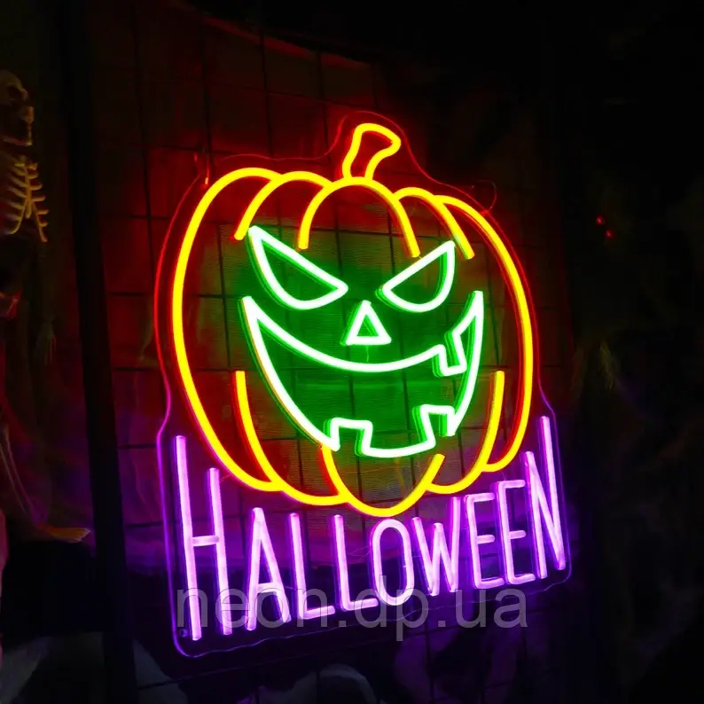 Неонова світлодіодна вивіска "HalloweeN". LED-вивіска.