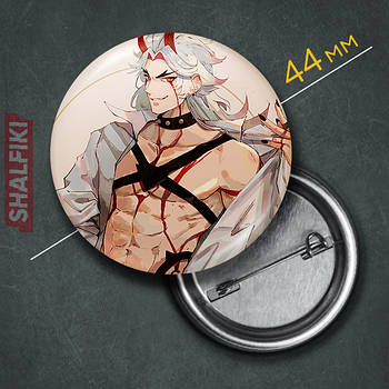 "Аратаки Ітто (Геншин / Genshin)" значок круглий на булавці Ø44 мм