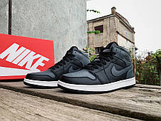 Кросівки чоловічі Nike Air Jordan 1 Retro High Black Grey чорні з сірим, фото 3
