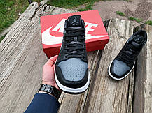Кросівки чоловічі Nike Air Jordan 1 Retro High Black Grey чорні з сірим, фото 5
