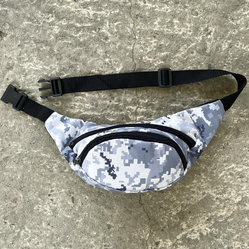 Поясна сумка на два відділення в сірий піксель, фото 1