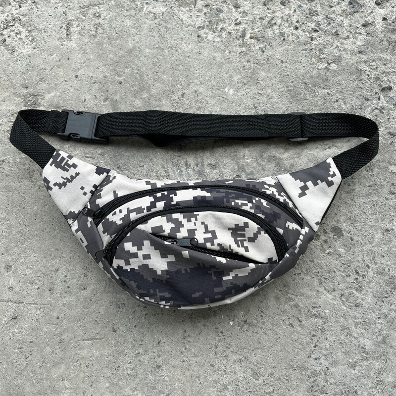 Бананка на три відділення у темно-сірий камуфляж, фото 1