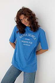 Жіноча футболка з вишитою написом Barley - синій колір, L (лежить розміру)