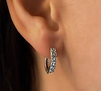 Серебряные серьги Сердечки с фианитами