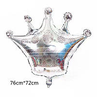 Шар фольгированный фигурный 68х72 см Корона Серебро