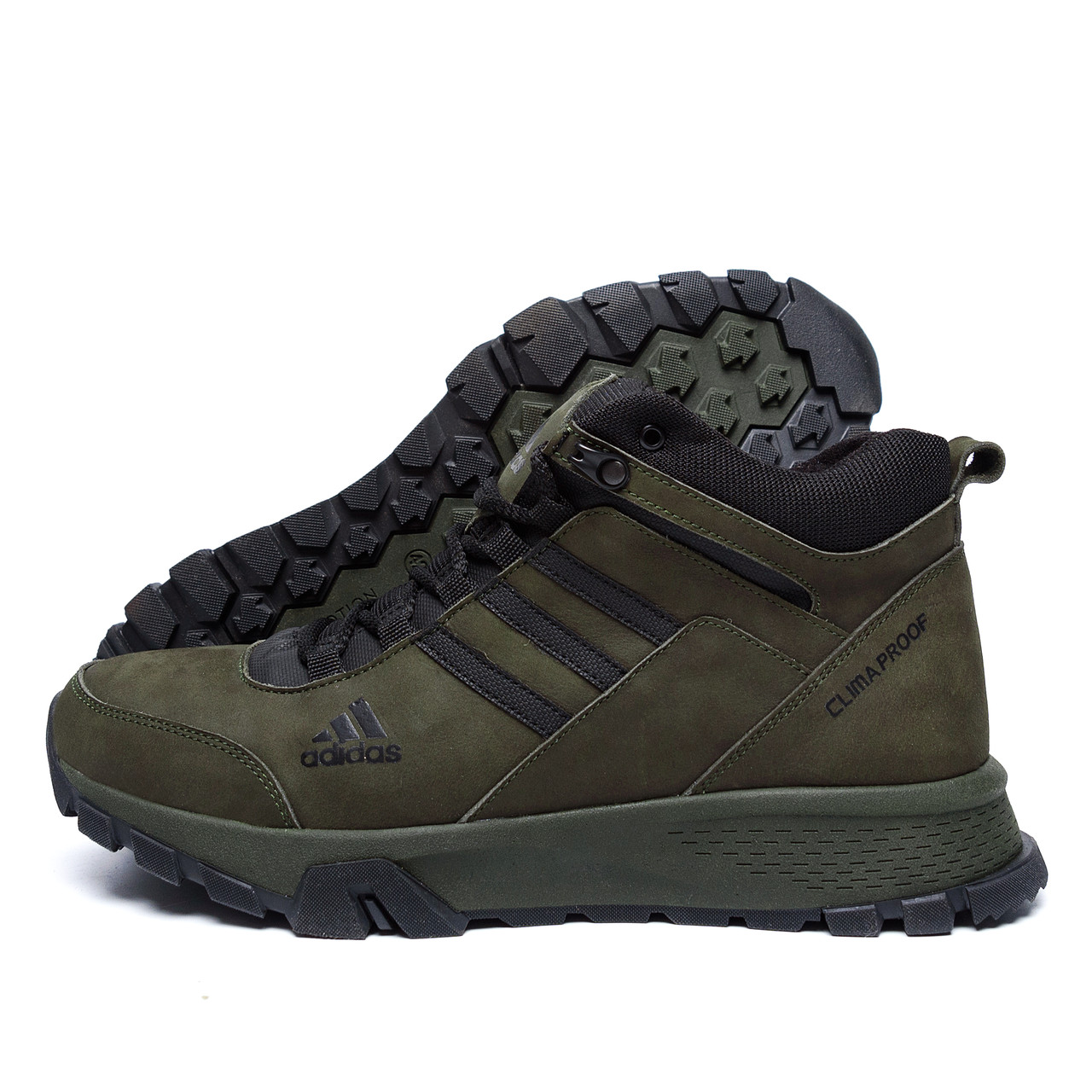 Чоловічі зимові шкіряні черевики Adidas Terrex Green, фото 1
