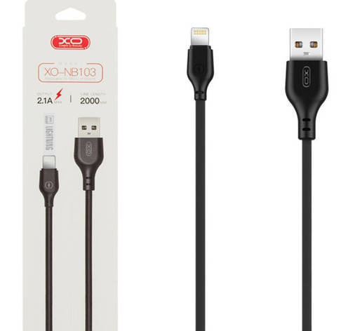Кабель XO NB103 Bell usb cable Lightning 2m Black, фото 1