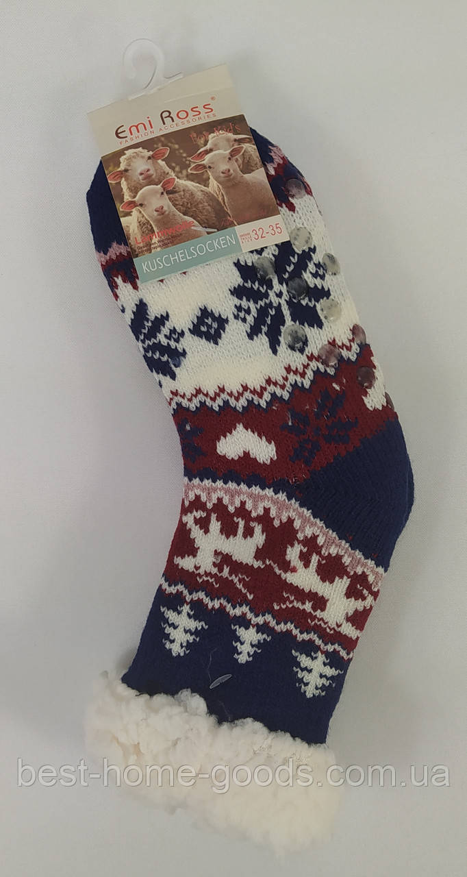 Шкарпетки флісові дівчачі теплі з хутром | антиковзні | домашні | розміри 28–31, 32–35 | узор етно, фото 1