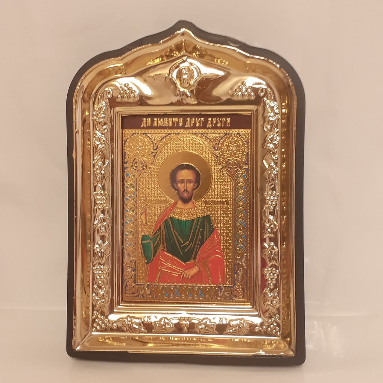 Ікона Леонід святий мученик, лик 6х9, у пластиковій чорній рамці