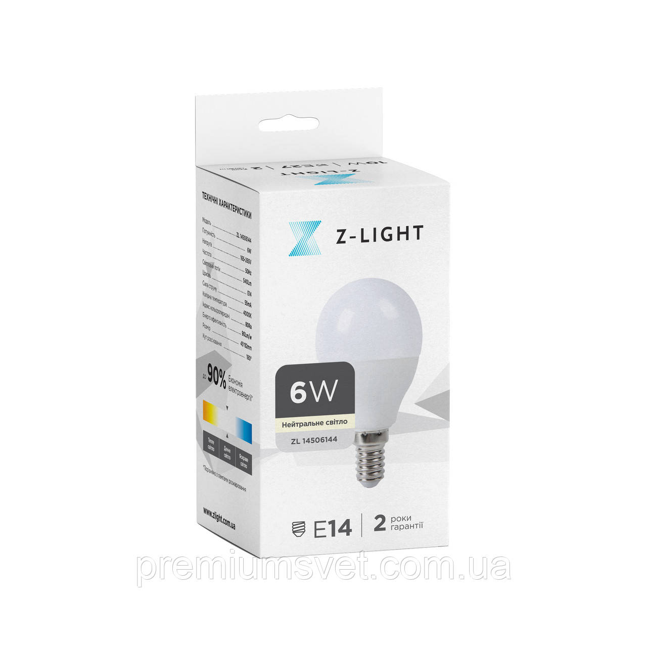 Світлод. лампа LED Р45 E14 6Вт 4000К Z-Light ZL14506144 (1001), фото 1