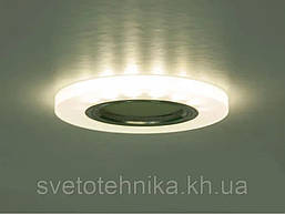 Декоративний вбудований світильник Feron CD8060 MR16 круг білий матовий з led-підсвіткою 4000К G5.3