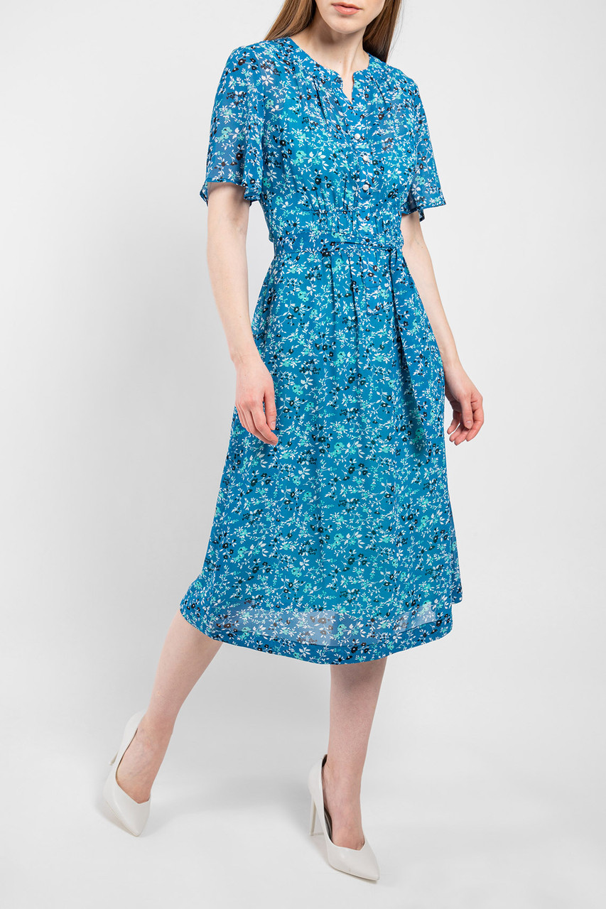 Жіноча літня сукня голуба в квіточки дизайнерська шовкова Дженіфер Modna KAZKA MKPR22569