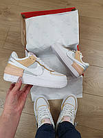 Кроссовки женские бежевые Nike Air Force 1 Shadow Spruce Aura. Кроссы для девушек Найк Аир Форс 1 Шедоу