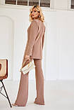 Шикарний жіночий костюм двійка з брюками кльош Люкс бежевий (різні кольори) XS S M L, фото 5