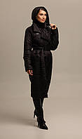 Плащ женский с капюшоном длинный зимний теплый черный Marshal Wolf MKMO-158-1