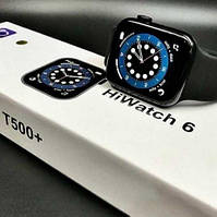 Красивые стильные смарт часы в стиле Apple watch 6 series 44мм Т500+ Plus / Умные часы Т500+ Plus Черные