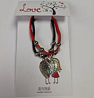 Браслети парні Finding Половинки серця Best Friends Червоний і чорний шнур 16 см