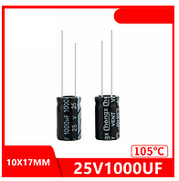 Конденсатор 1000uf 25v 1000Мкф 25в 10*17 105C LowESR Chongx