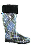 Підліткові молодіжні дитячі жіночі утеплені гумові чоботи Alisa Line шотландка синя розмір 37, фото 2