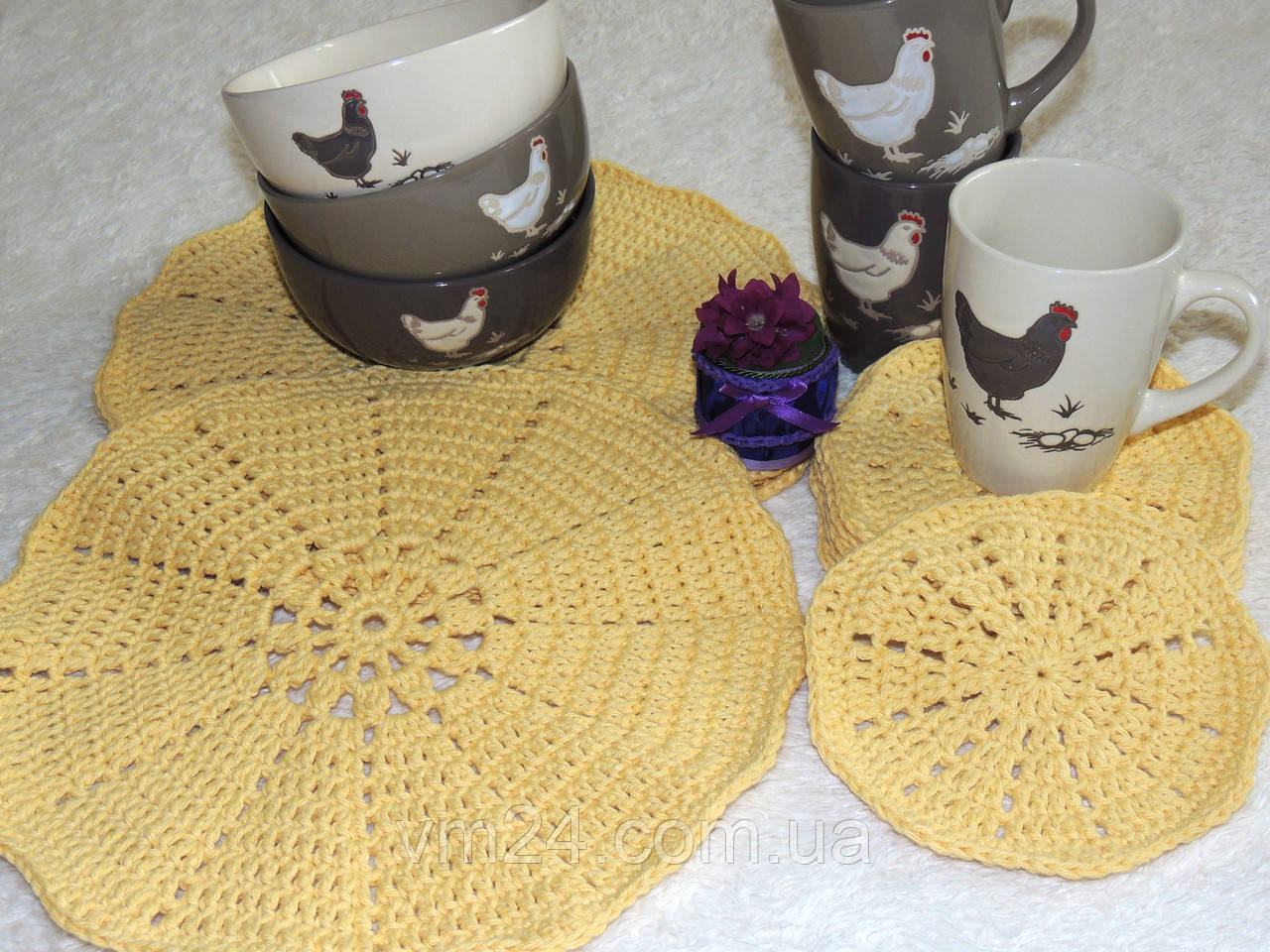 Набір круглих сервірувальних серветок.Вінтажний декор.Набір з 10 предметів., фото 1