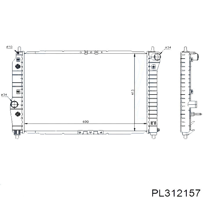 Радіатор охолодження Авео T200(02-)/Т250(06-) (L=600) МКПП (з конд) (алюм-паяний) KAP