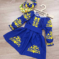 Сукня вишиванка синьо-жовта Квіткова польяна