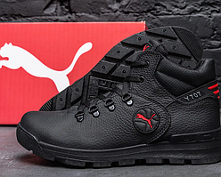 Зимові чоловічі черевики чорного кольору на шнурівці