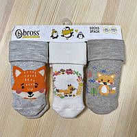 Набір із 3-х пар махрових шкарпеток зі стопами Лисички Bross
